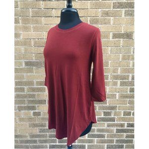 Fired Brick Jersey Tunic Top with 3/4 Sleeves